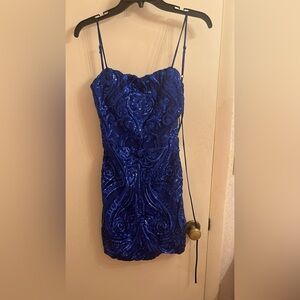 corset back homecoming dress, royal blue